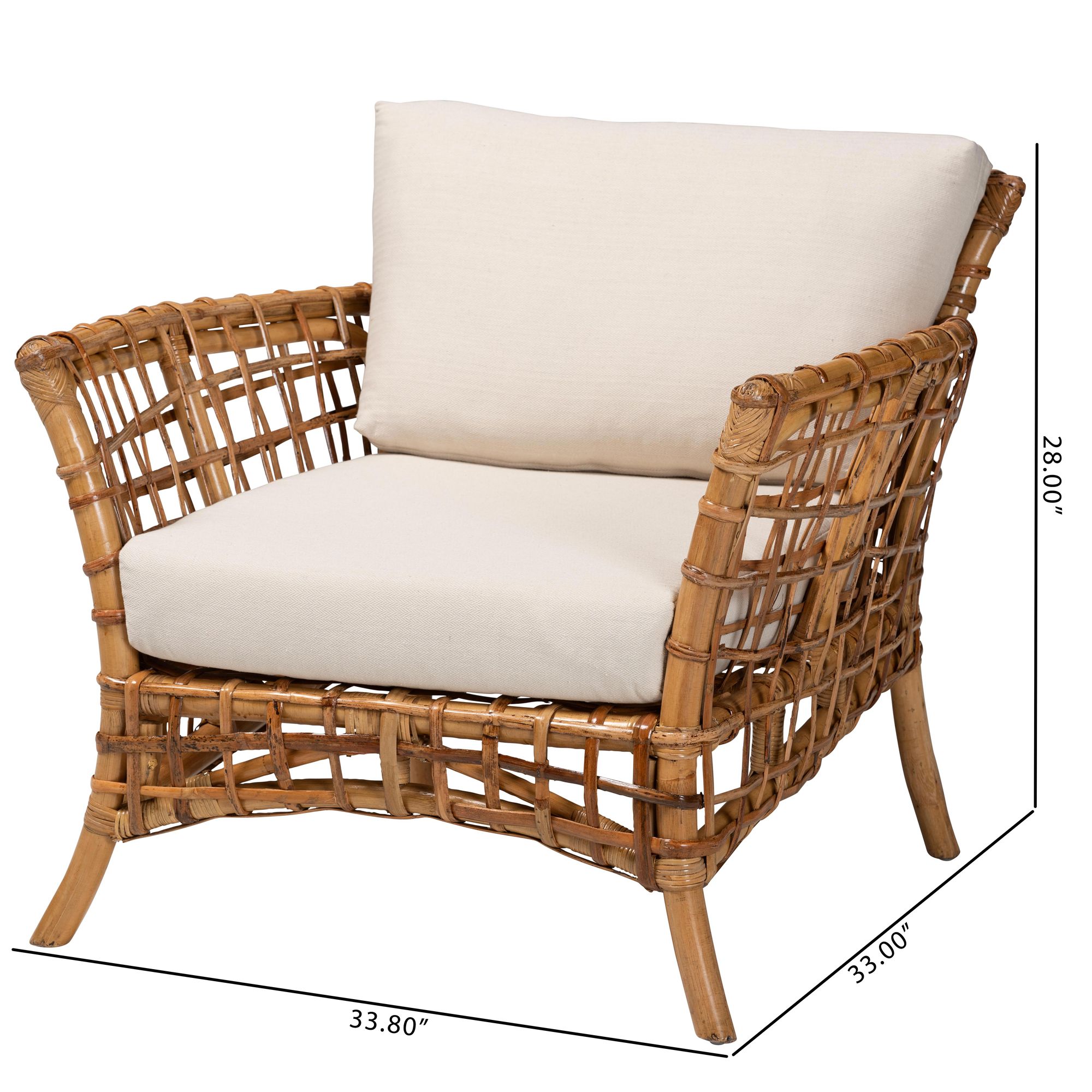 Baxton Studio Babette Natural Brown Rattan Arm Chair