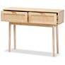 3_Baxton Studio Baird Light Oak Brown Finished Rattan 2-Drawer Console Table more views