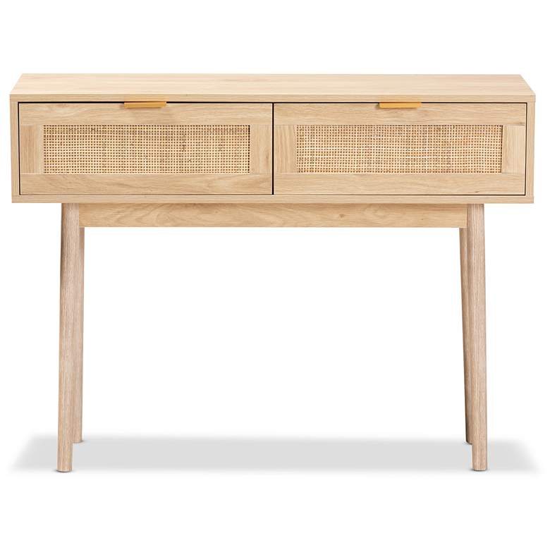 Image 4 Baxton Studio Baird Light Oak Brown Finished Rattan 2-Drawer Console Table more views