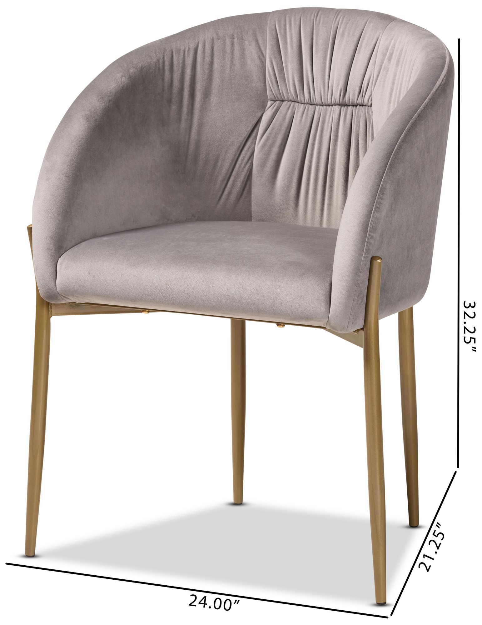 Baxton Studio Ballard 24" Wide Gray Velvet Fabric Dining Accent Chair