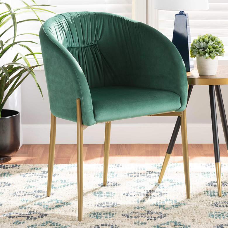 Image 1 Baxton Studio Ballard Green Velvet Fabric Dining Chair