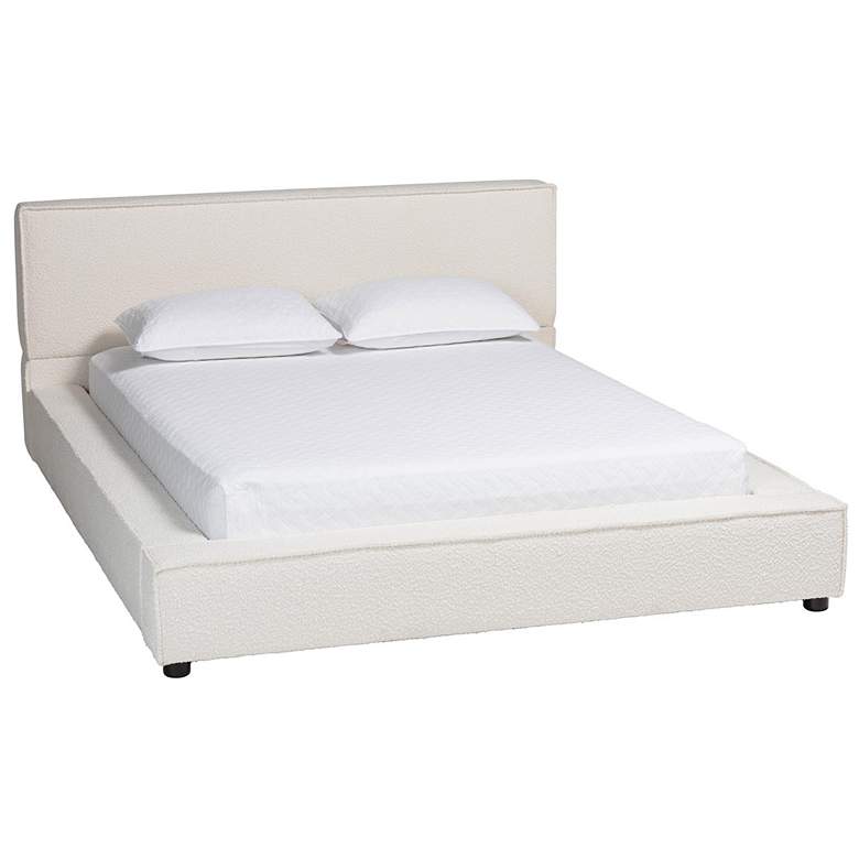 Image 2 Baxton Studio Bardia Modern Cream Boucle Queen Platform Bed