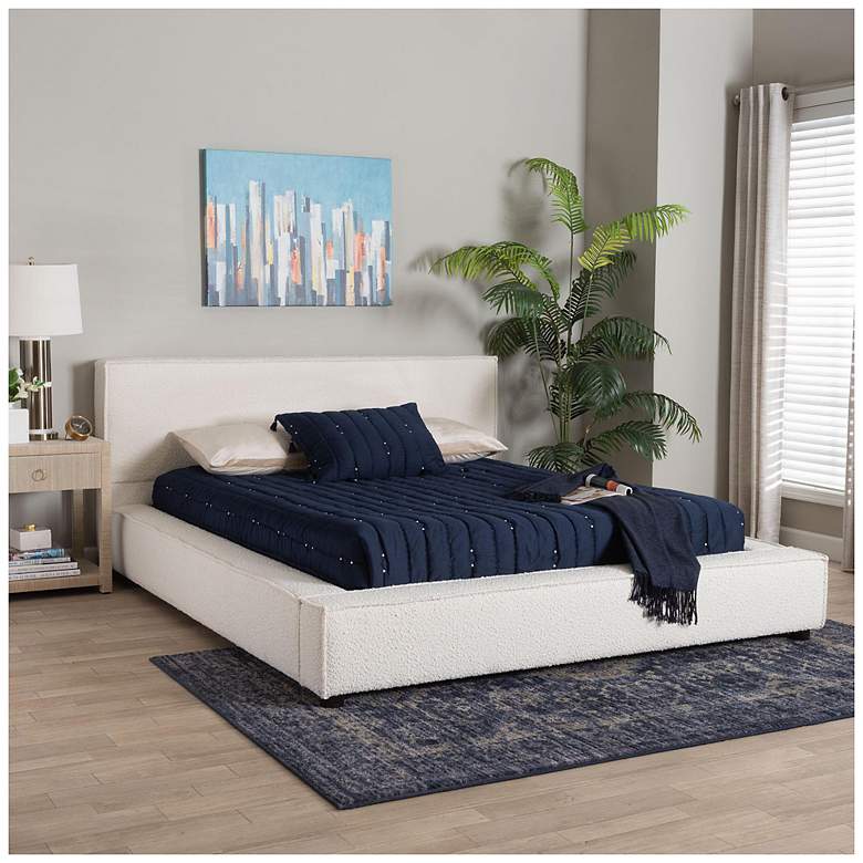 Image 3 Baxton Studio Bardia Modern Cream Boucle Queen Platform Bed more views