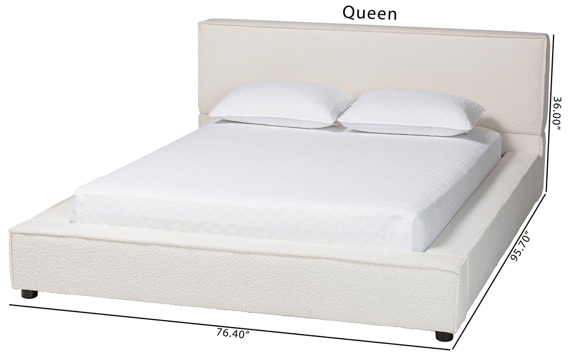 Baxton Studio Bardia Modern Cream Boucle Queen Platform Bed
