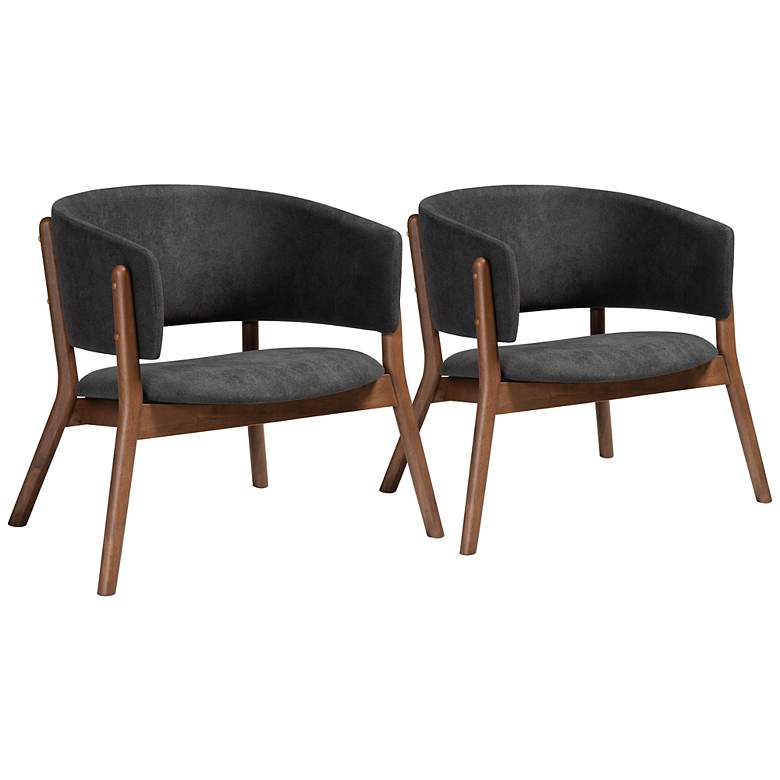 Image 2 Baxton Studio Baron Dark Gray Fabric Accent Chairs Set of 2