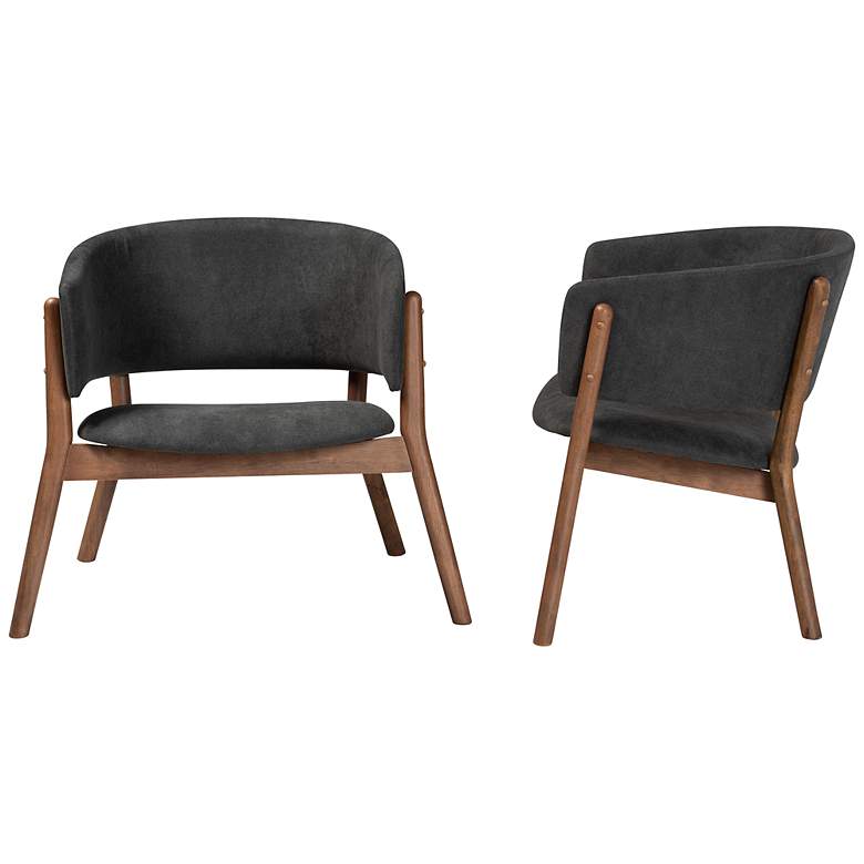 Image 6 Baxton Studio Baron Dark Gray Fabric Accent Chairs Set of 2 more views