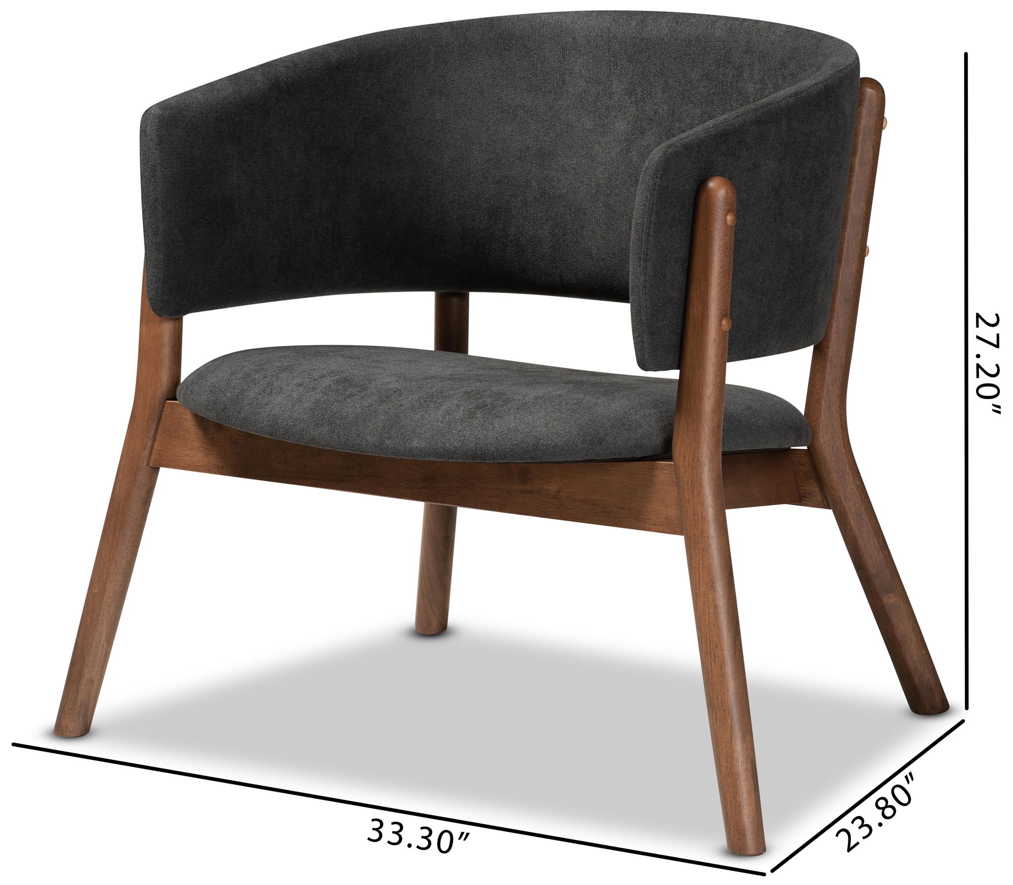 Baxton Studio Baron Dark Gray Fabric Accent Chairs Set of 2 in scene