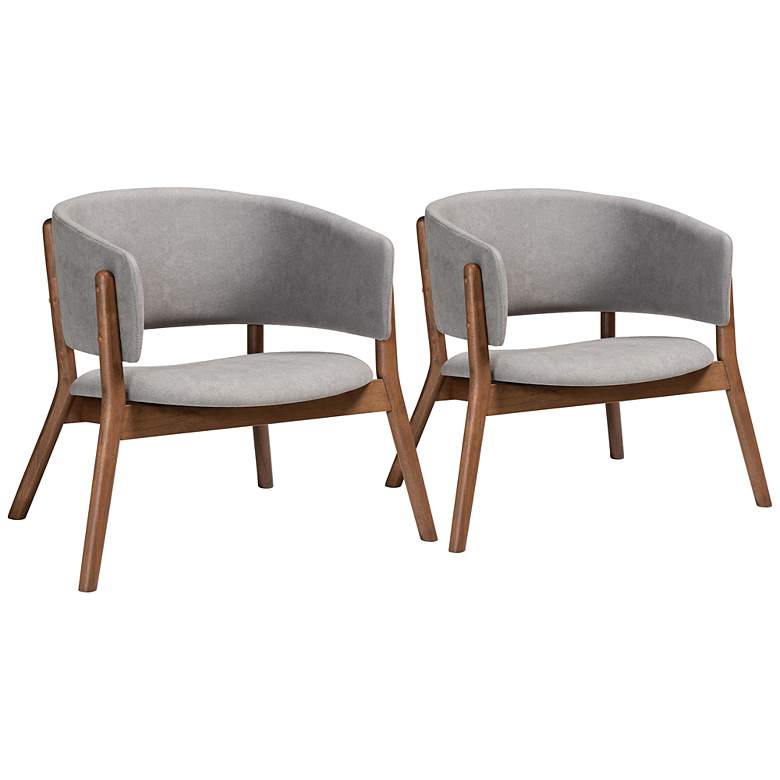 Image 1 Baxton Studio Baron Light Gray Fabric Accent Chairs Set of 2