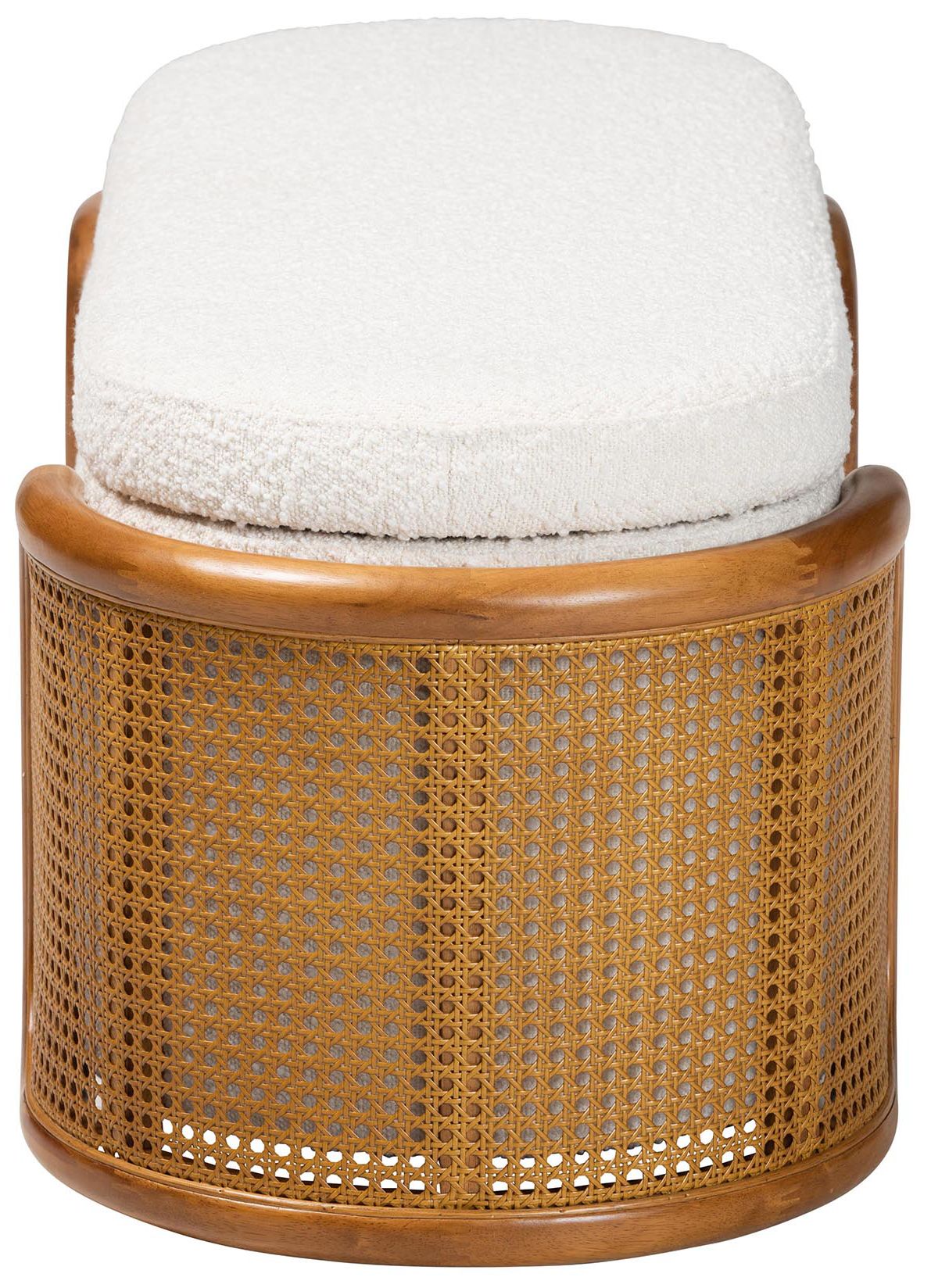 Image 5 Baxton Studio Basira  Cream Boucle Fabric Storage Bench with Woven Rattan more views