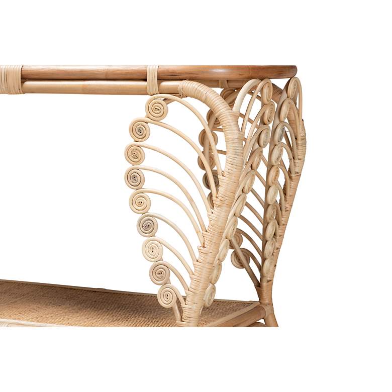 Image 3 Baxton Studio Bastet 39 1/2" Wide Natural Rattan 2-Tier Console Table more views