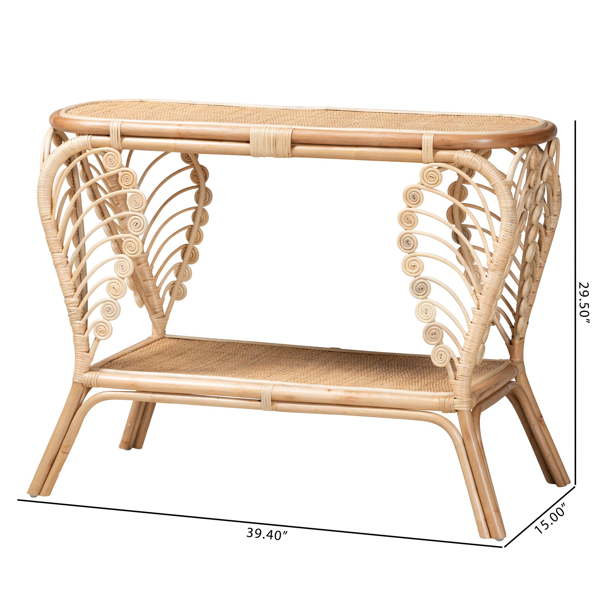 Baxton Studio Bastet 39 1/2" Wide Natural Rattan 2-Tier Console Table