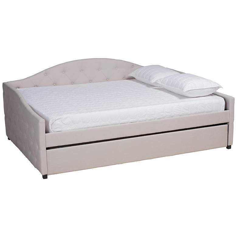 Image 2 Baxton Studio Becker Fabric Upholstered Queen Size Daybed with Trundle