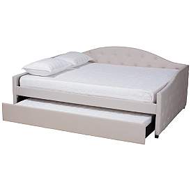 Image5 of Baxton Studio Becker Fabric Upholstered Queen Size Daybed with Trundle more views