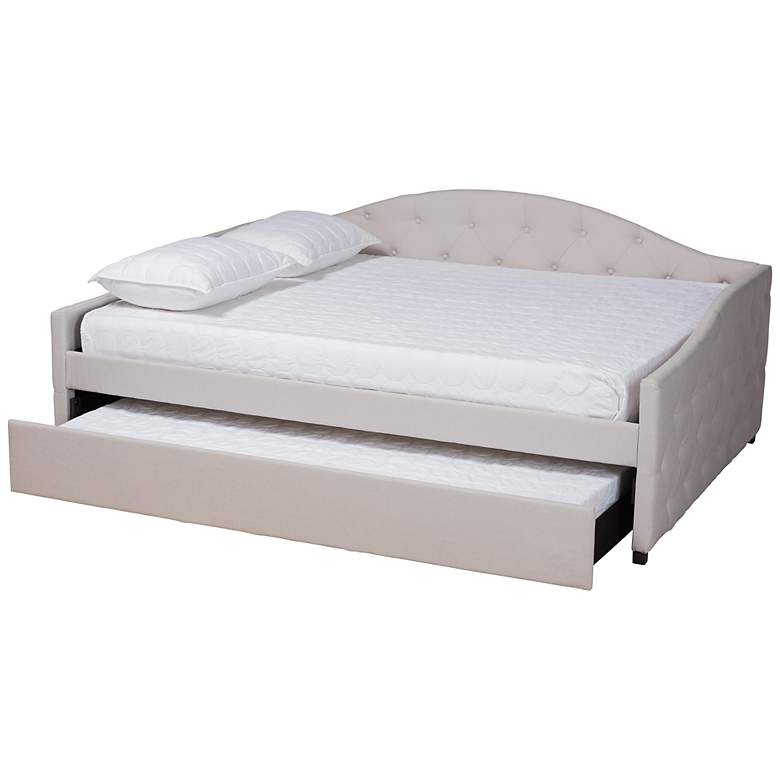 Image 5 Baxton Studio Becker Fabric Upholstered Queen Size Daybed with Trundle more views
