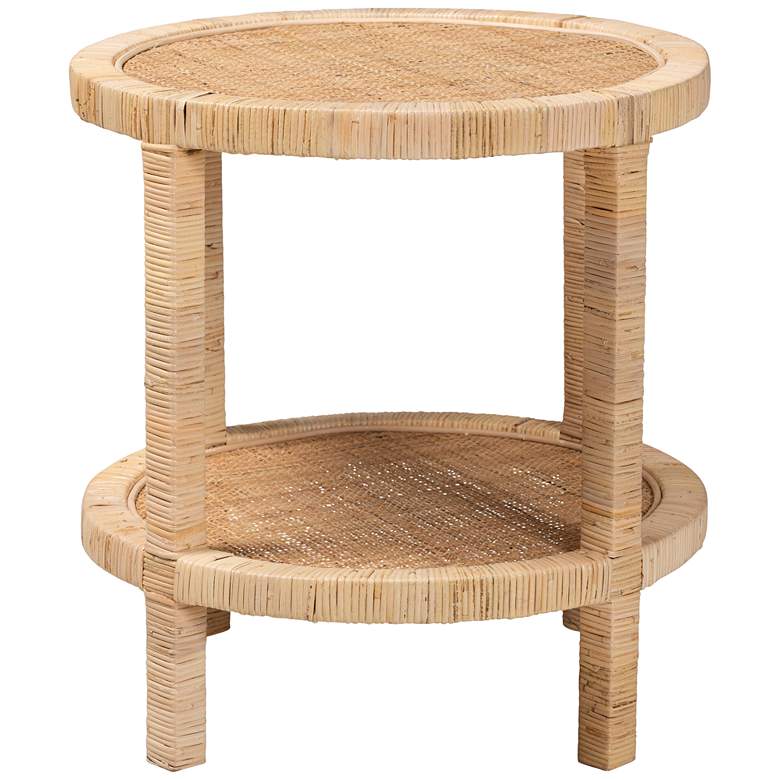 Image 6 Baxton Studio Bella 24" Wide Natural Rattan 2-Tier End Table more views