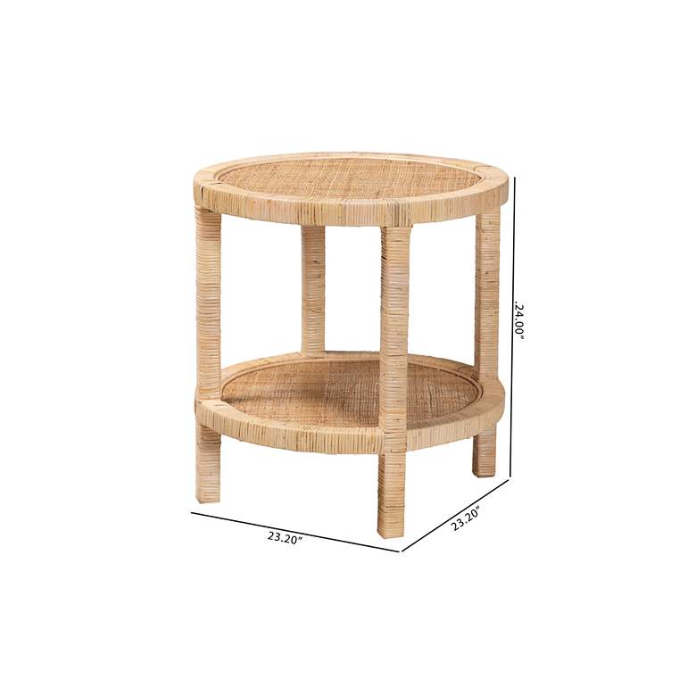 Image 7 Baxton Studio Bella 24" Wide Natural Rattan 2-Tier End Table more views