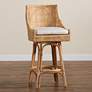 1_Baxton Studio Bella 30" Natural Brown Rattan Swivel Bar Stool