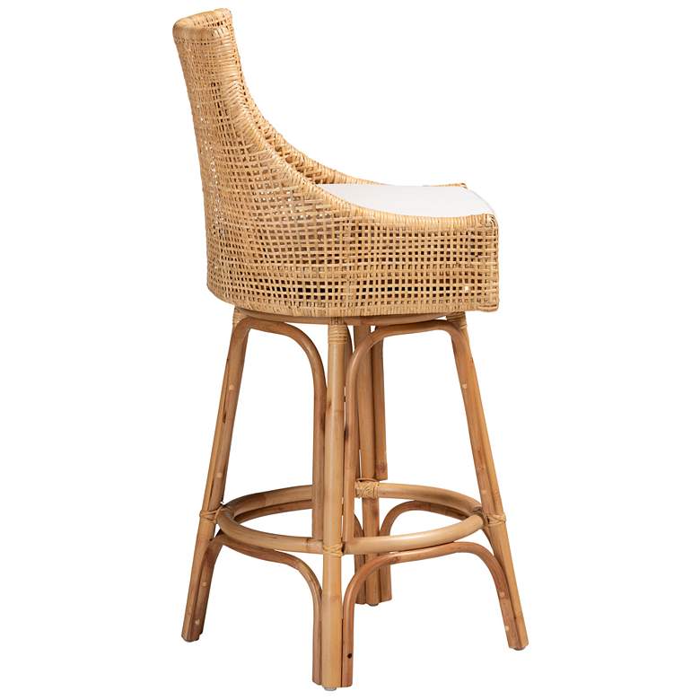 Image 7 Baxton Studio Bella 30" Natural Brown Rattan Swivel Bar Stool more views