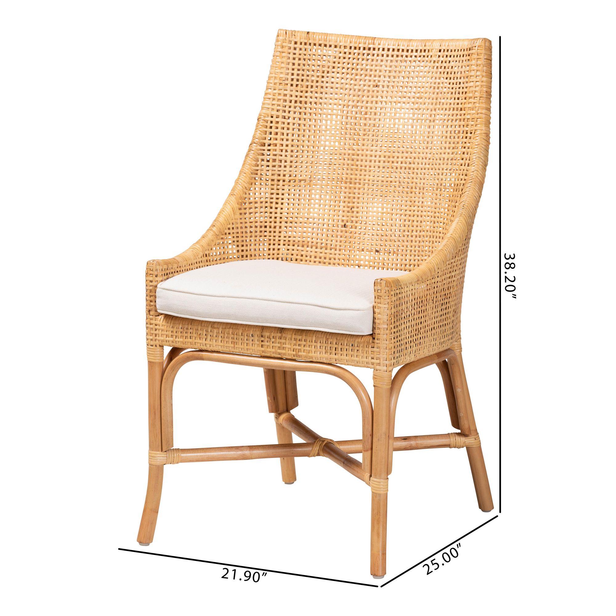 Baxton Studio Bella Natural Brown Rattan Dining Chair