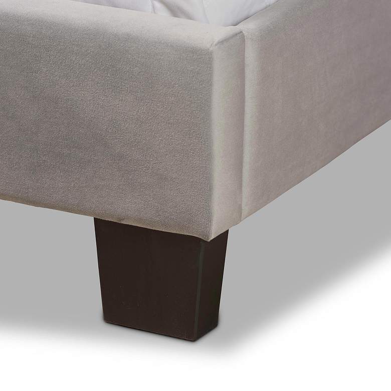 Image 4 Baxton Studio Benjen Grey Velvet Fabric Upholstered Queen Size Panel Bed more views