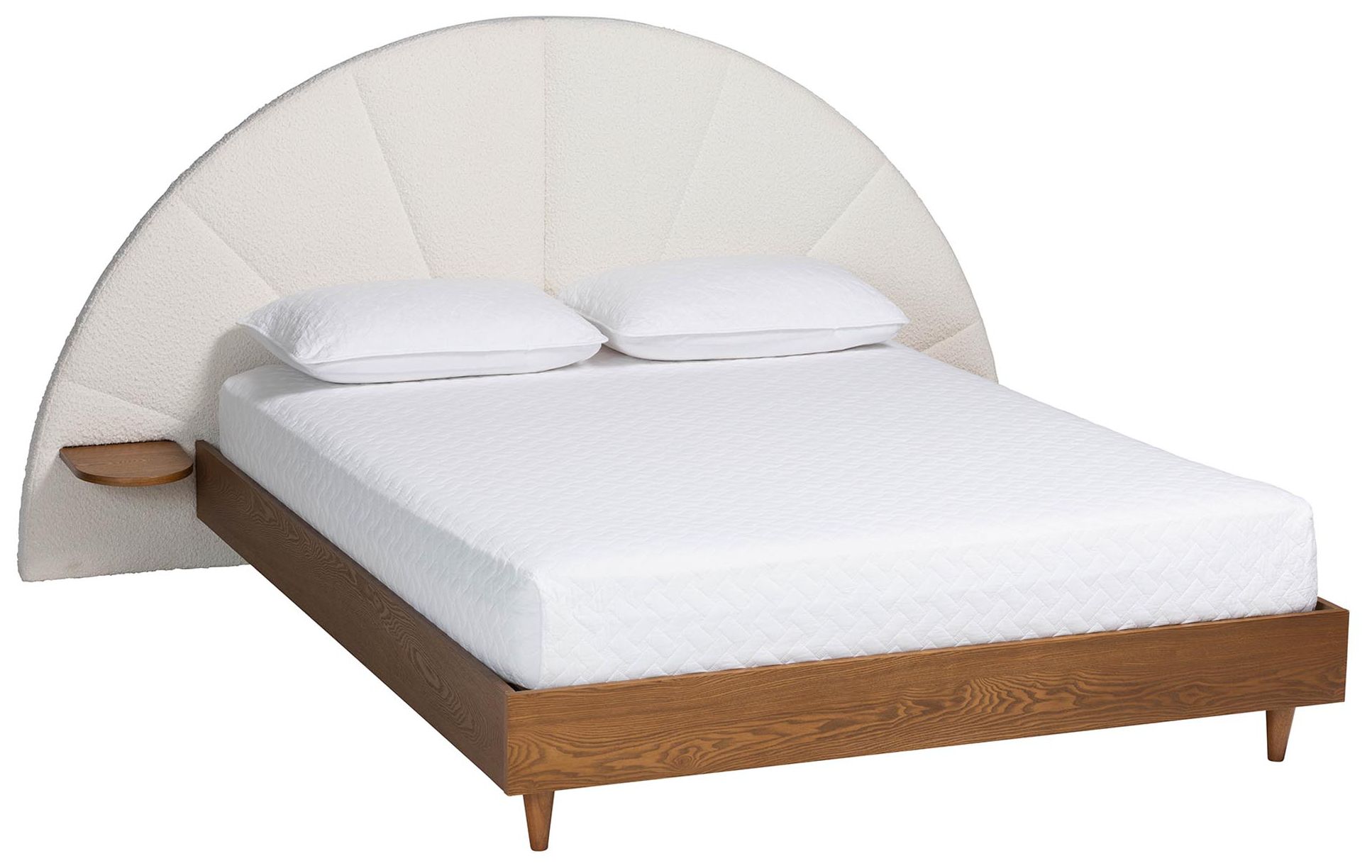 Image 2 Baxton Studio Bernice Japandi Cream Boucle and Walnut Brown Wood Queen Bed