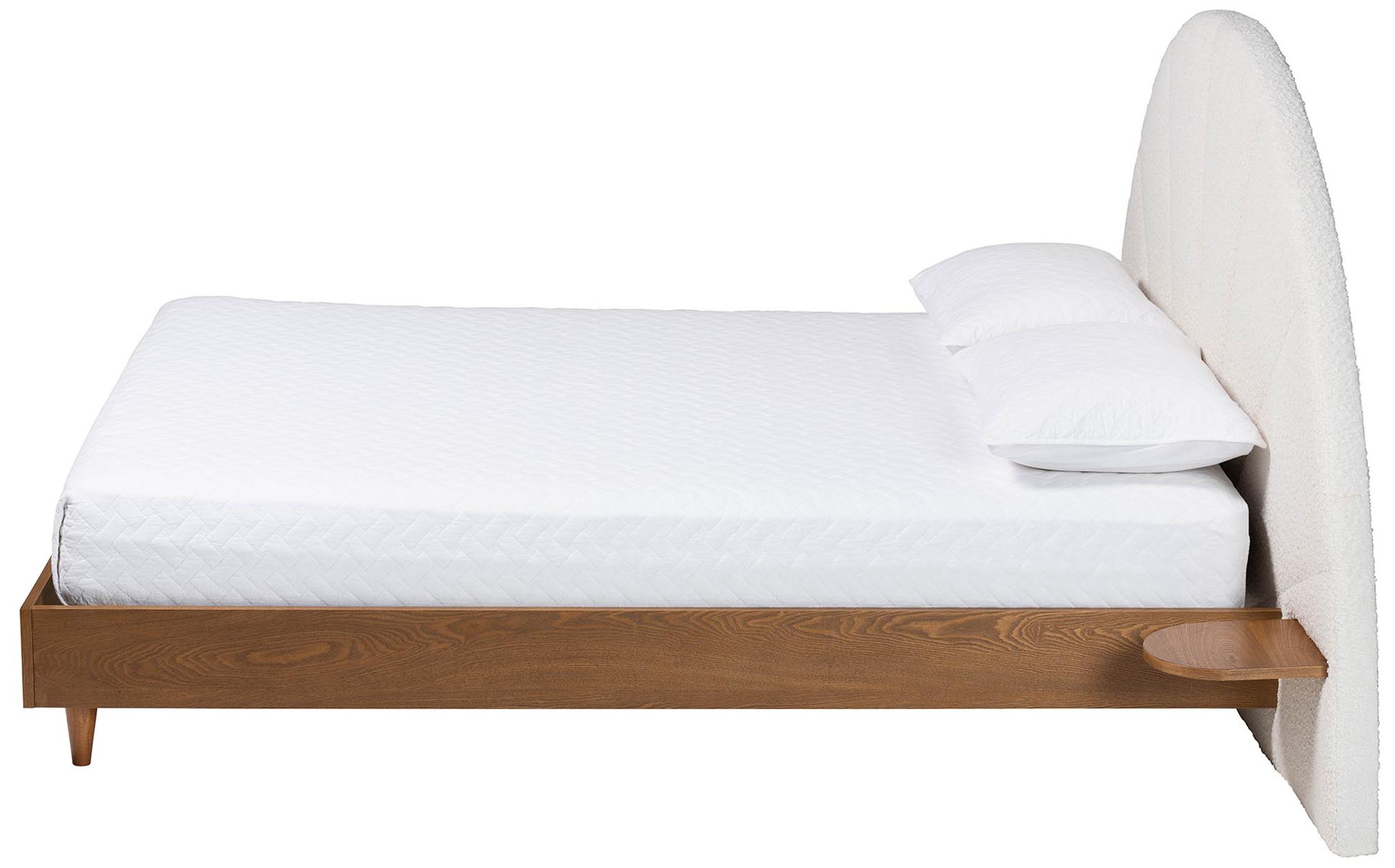 Image 4 Baxton Studio Bernice Japandi Cream Boucle and Walnut Brown Wood Queen Bed more views