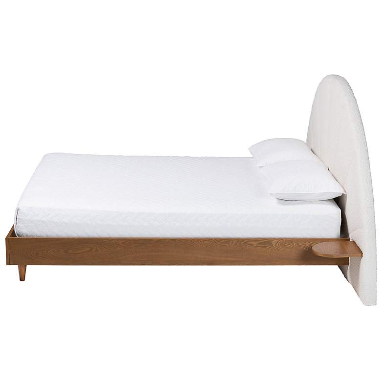 Image 4 Baxton Studio Bernice Japandi Cream Boucle and Walnut Brown Wood Queen Bed more views