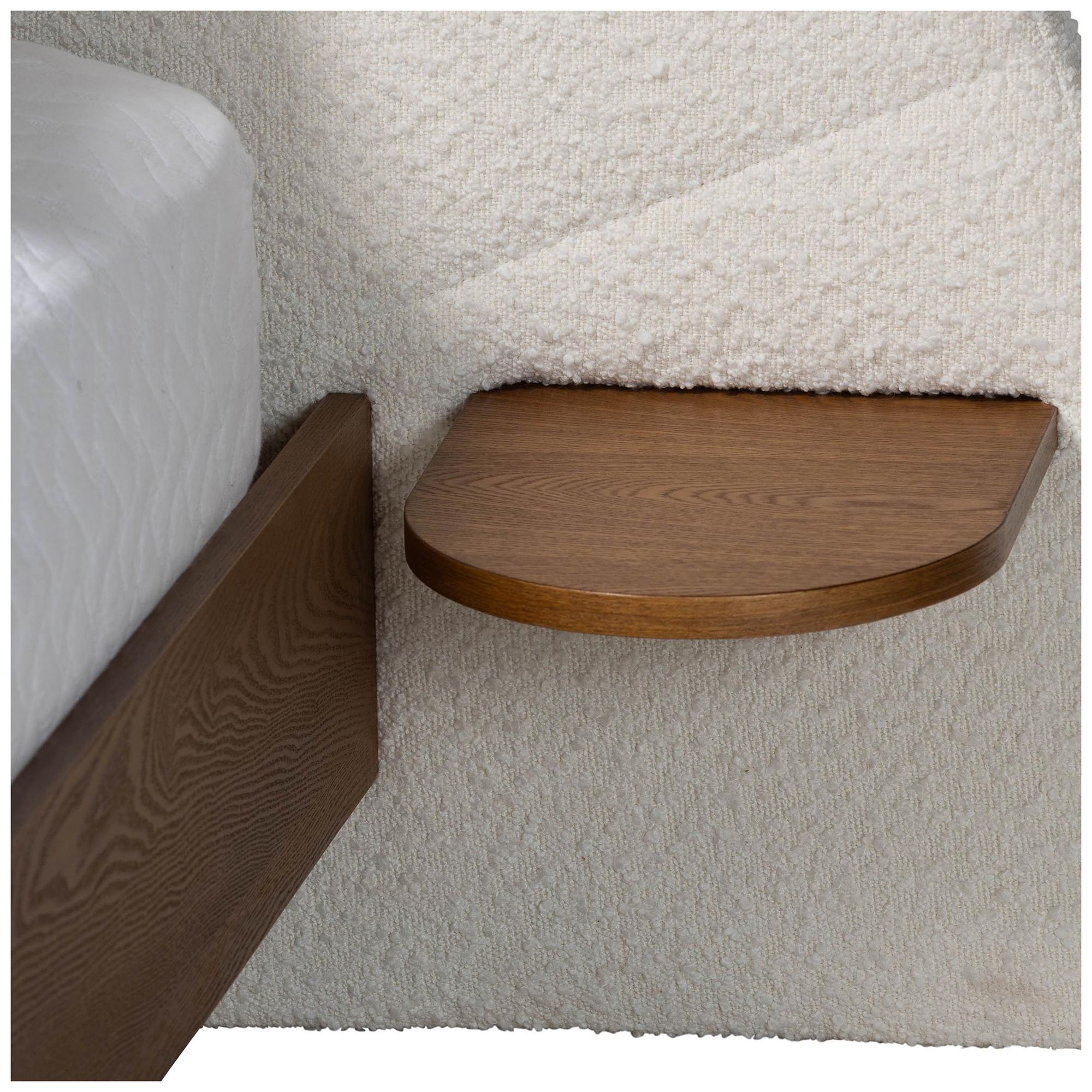 Image 7 Baxton Studio Bernice Japandi Cream Boucle and Walnut Brown Wood Queen Bed more views