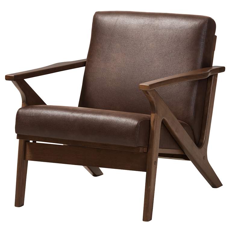 Image 2 Baxton Studio Bianca Dark Brown Distressed Faux Leather Effect Lounge Chair