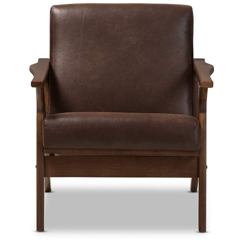 Image 3 Baxton Studio Bianca Dark Brown Distressed Faux Leather Effect Lounge Chair more views