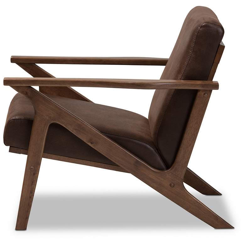 Image 4 Baxton Studio Bianca Dark Brown Distressed Faux Leather Effect Lounge Chair more views