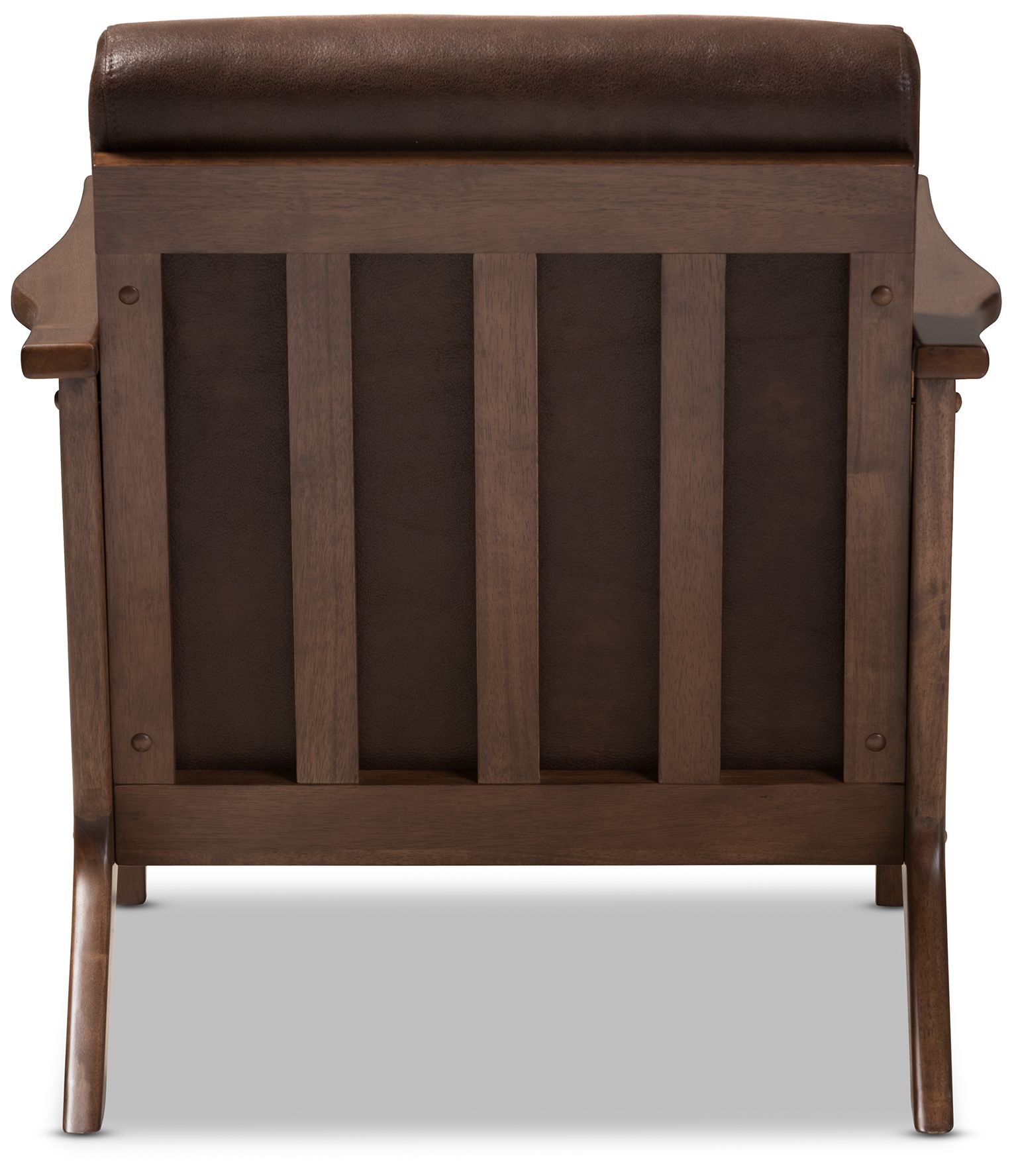 Image 5 Baxton Studio Bianca Dark Brown Distressed Faux Leather Effect Lounge Chair more views