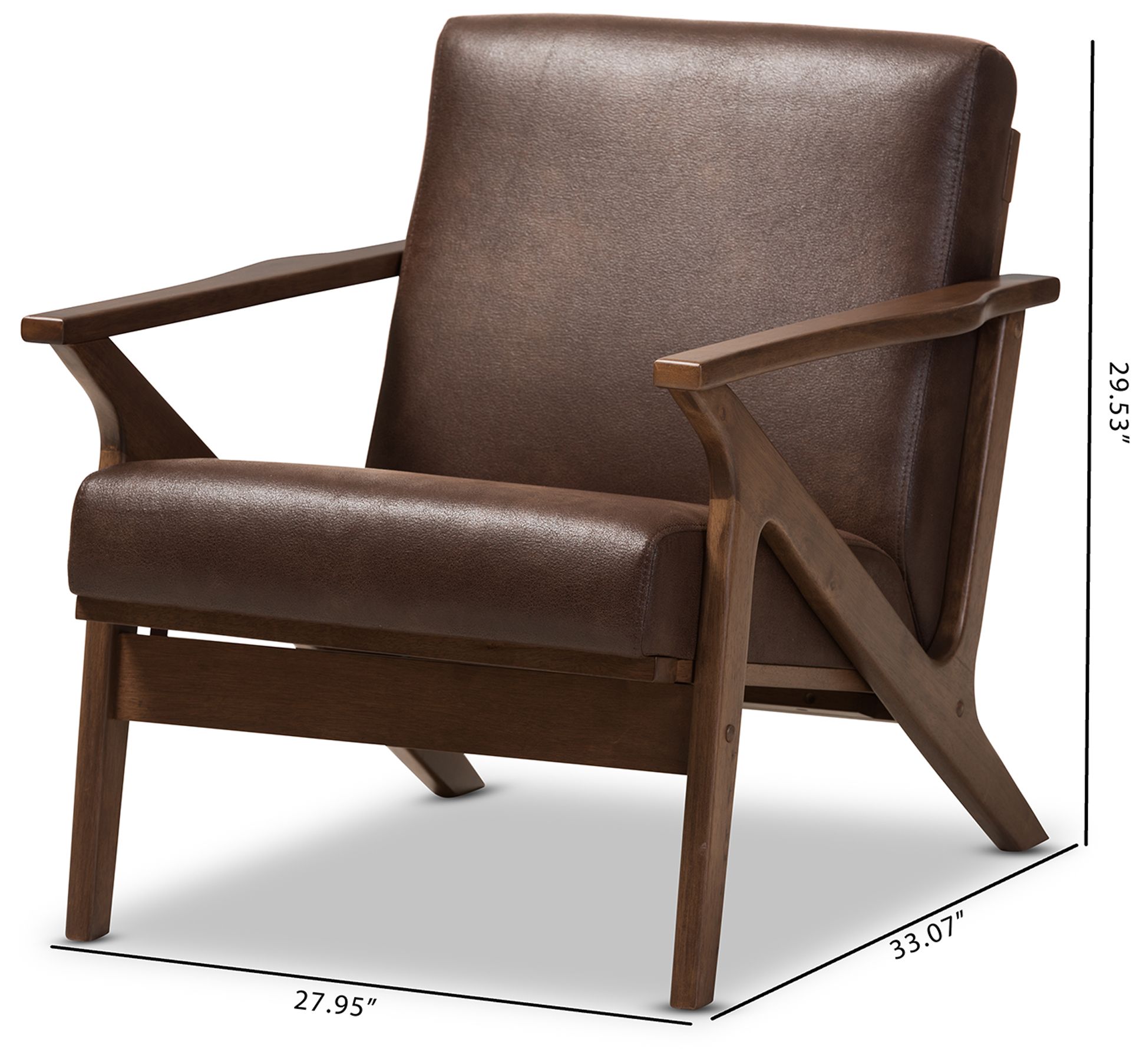 Baxton Studio Bianca Dark Brown Distressed Faux Leather Effect Lounge Chair