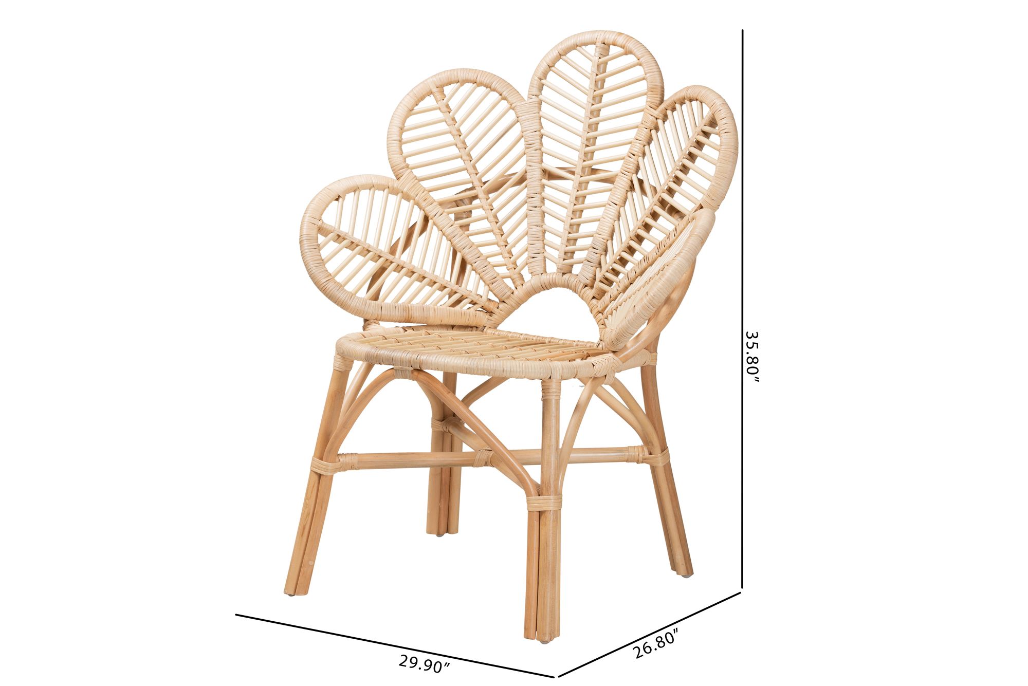 Baxton Studio Bianca Natural Rattan Flower Accent Chair