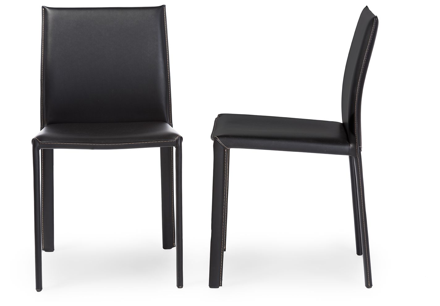 Image 2 Baxton Studio Black Burridge Leather Dining Chair Set of 2 more views