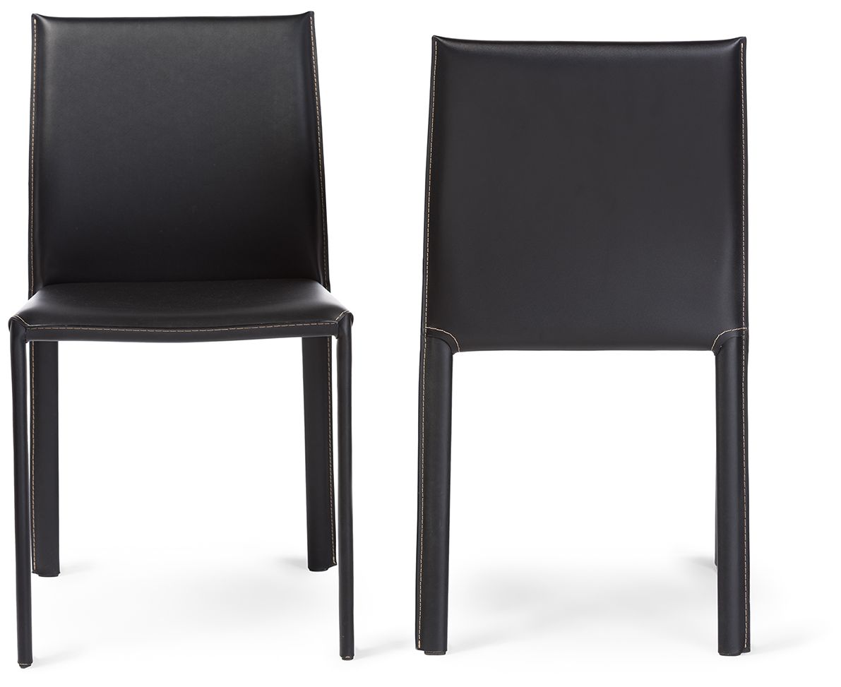 Image 3 Baxton Studio Black Burridge Leather Dining Chair Set of 2 more views