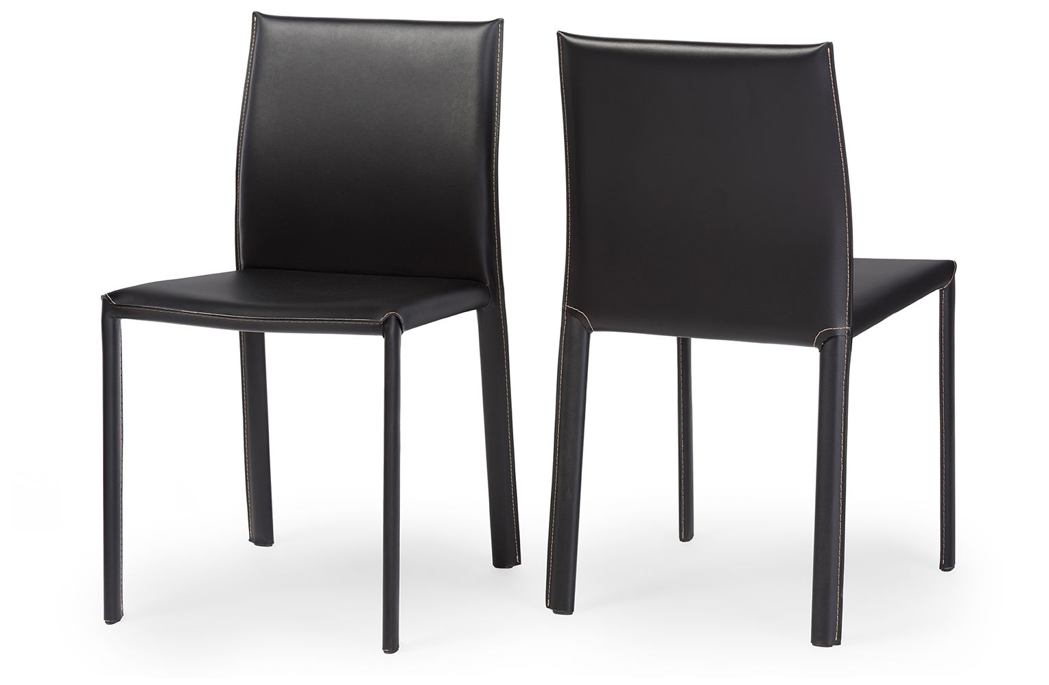 Image 4 Baxton Studio Black Burridge Leather Dining Chair Set of 2 more views