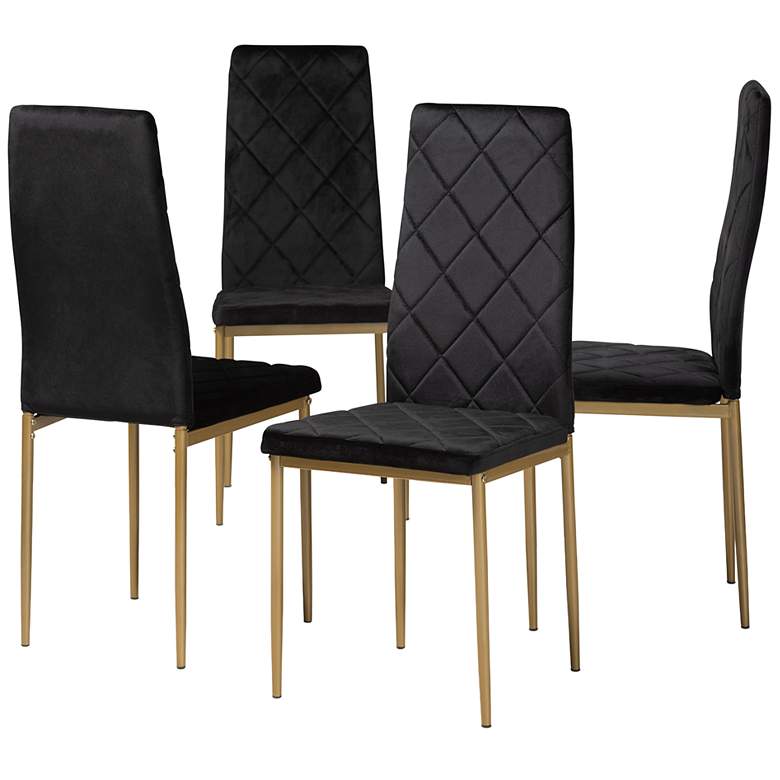 Image 2 Baxton Studio Blaise Black Fabric Upholstered 4-Piece Dining Chair Set