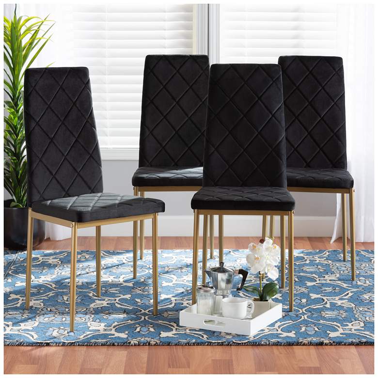 Image 1 Baxton Studio Blaise Black Fabric Upholstered 4-Piece Dining Chair Set