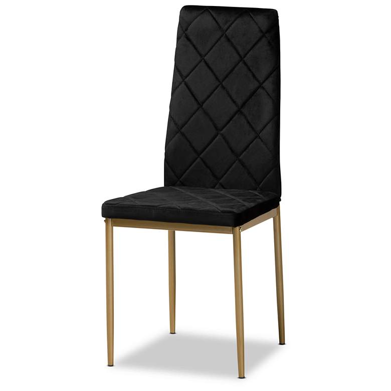 Image 3 Baxton Studio Blaise Black Fabric Upholstered 4-Piece Dining Chair Set more views