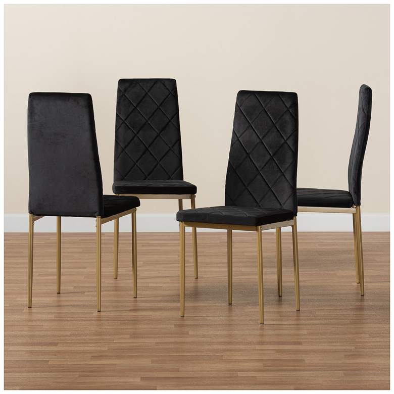 Image 7 Baxton Studio Blaise Black Fabric Upholstered 4-Piece Dining Chair Set more views