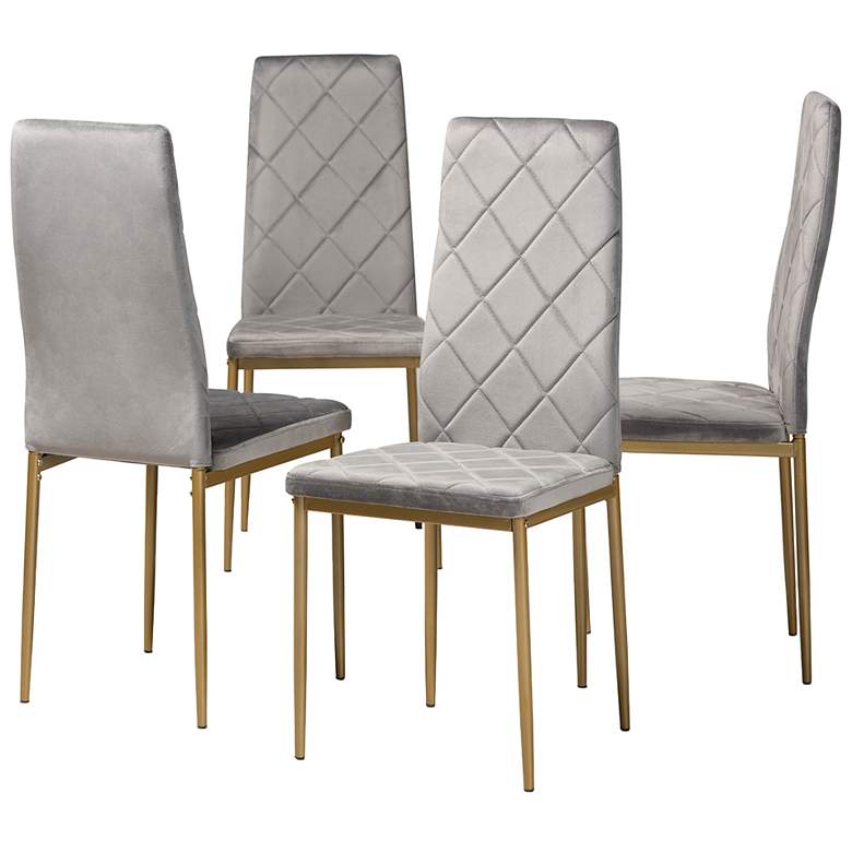 Image 2 Baxton Studio Blaise Grey Fabric Upholstered 4-Piece Dining Chair Set