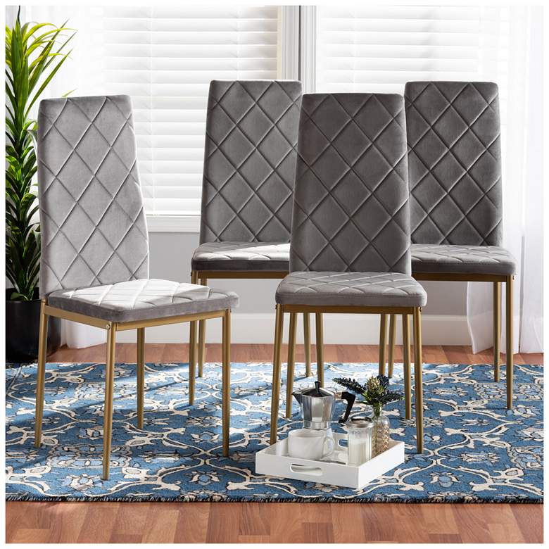 Image 1 Baxton Studio Blaise Grey Fabric Upholstered 4-Piece Dining Chair Set