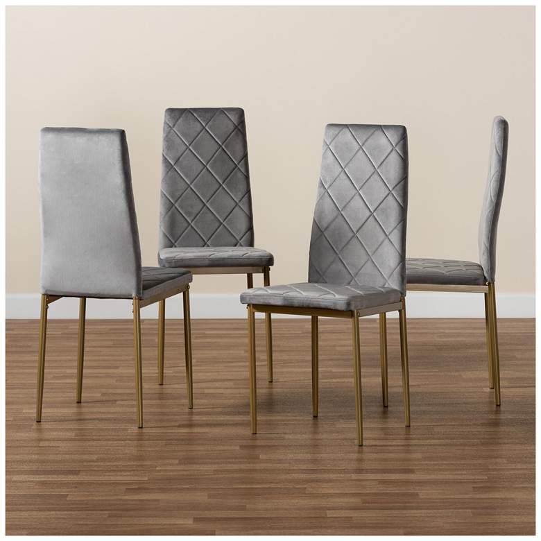 Image 7 Baxton Studio Blaise Grey Fabric Upholstered 4-Piece Dining Chair Set more views