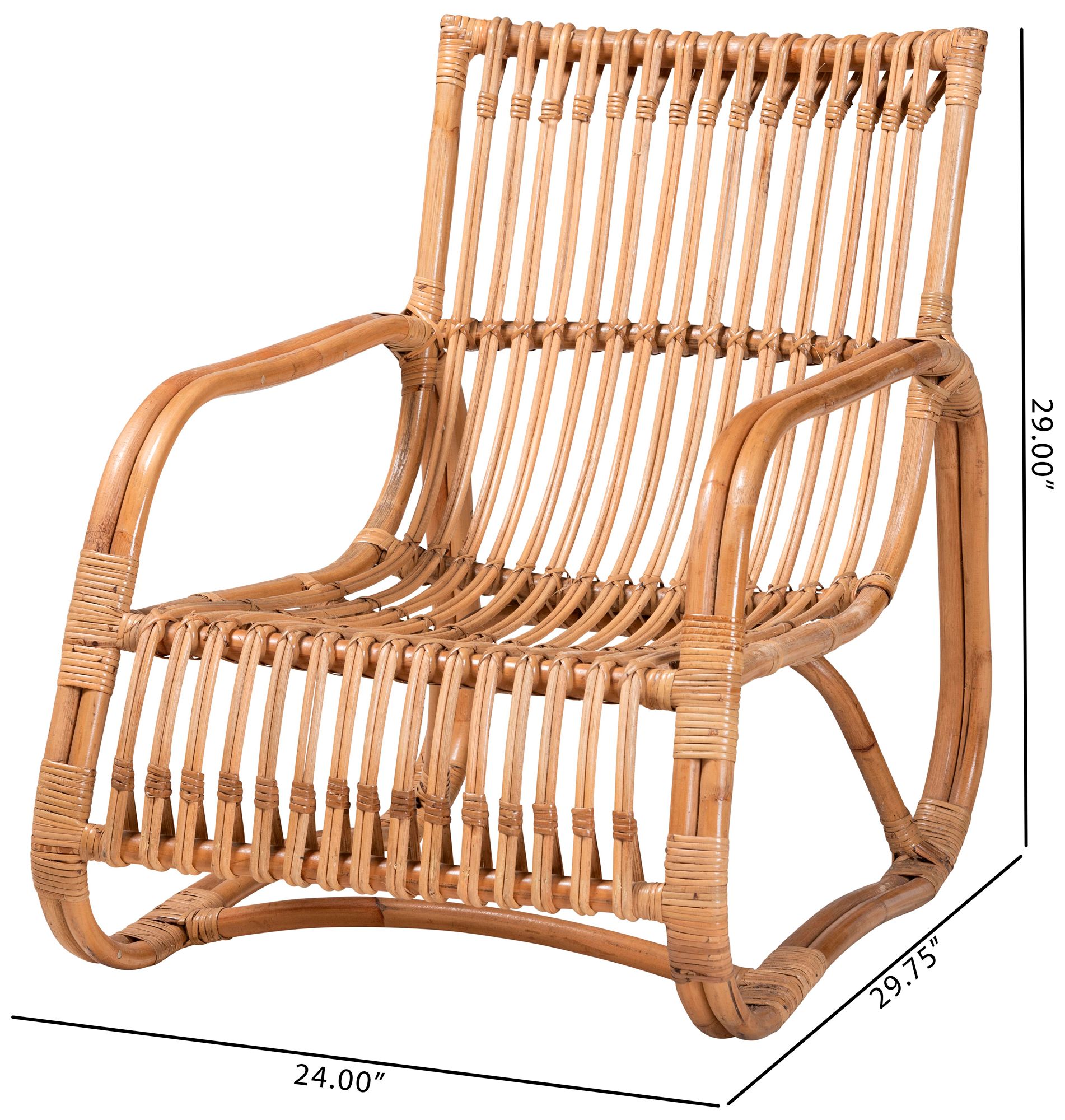 Baxton Studio Blanca Natural Brown Rattan Accent Chair