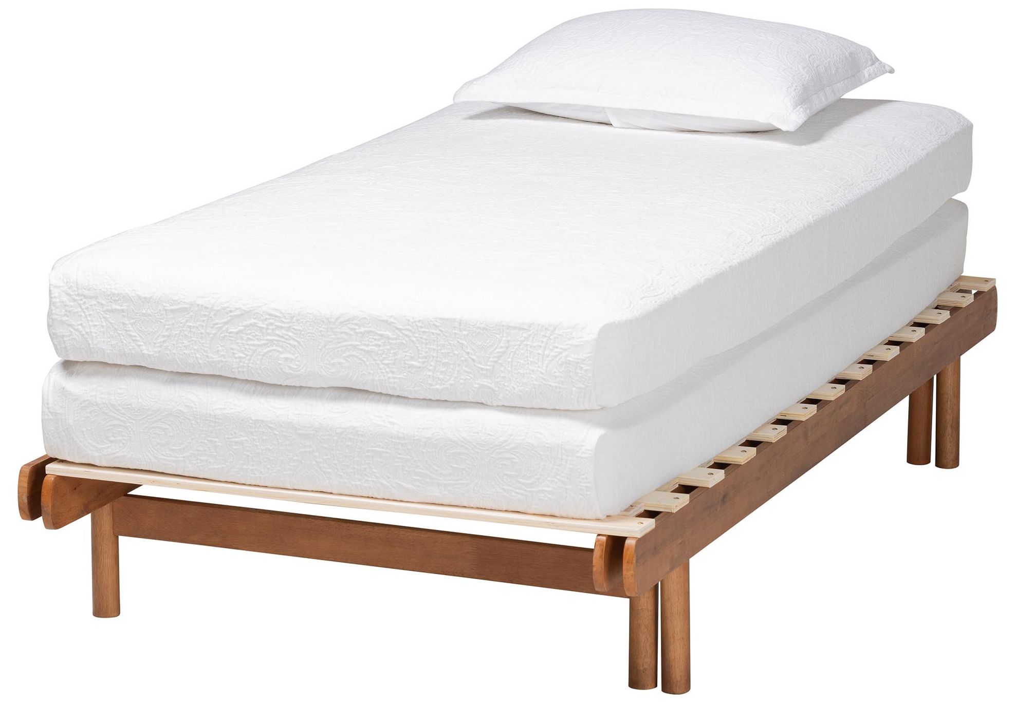 Thumbnail3 of Baxton Studio Bolivia Walnut Brown Wood Expandable Twin to King Bed Frame more views