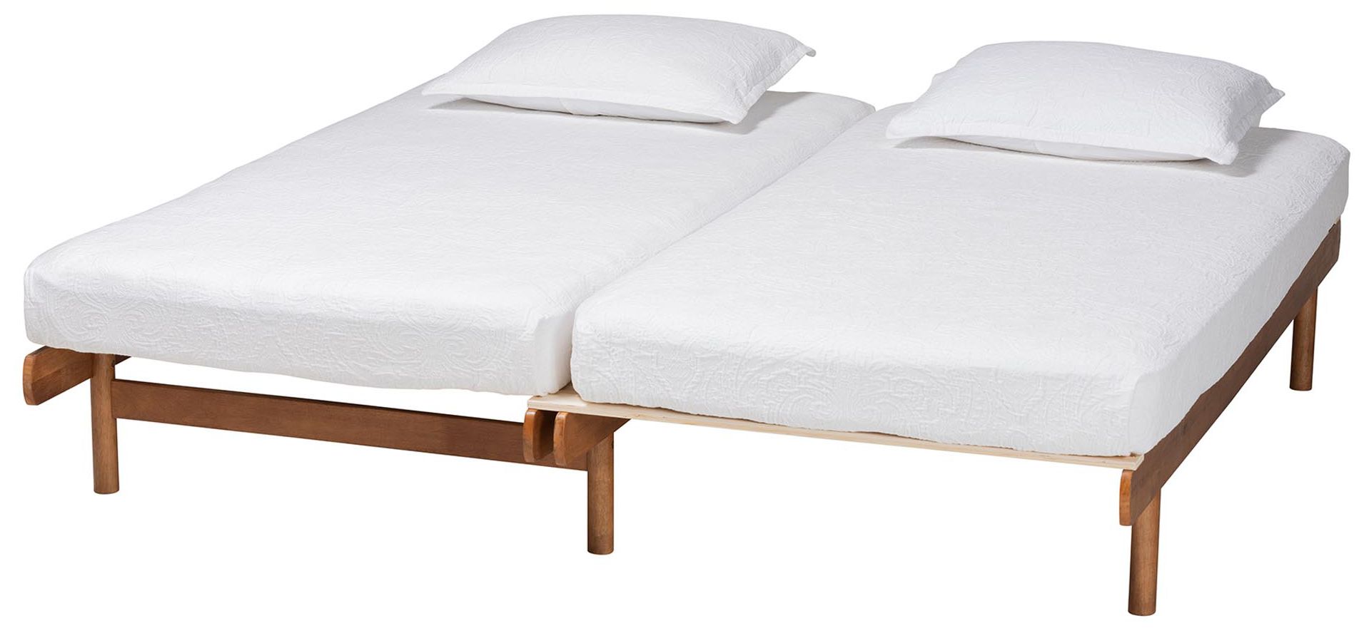 Thumbnail4 of Baxton Studio Bolivia Walnut Brown Wood Expandable Twin to King Bed Frame more views