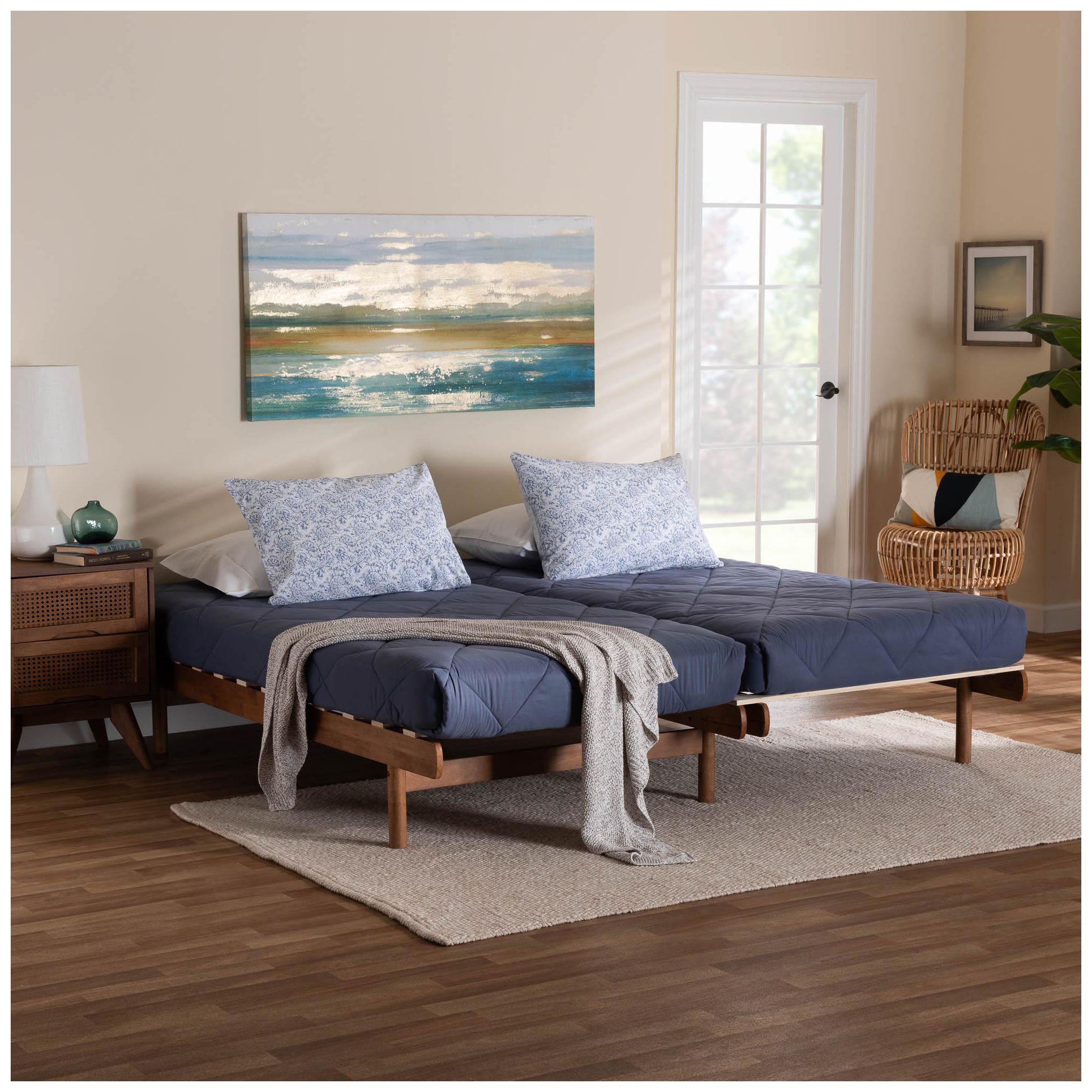 Baxton Studio Bolivia Walnut Brown Wood Expandable Twin to King Bed Frame