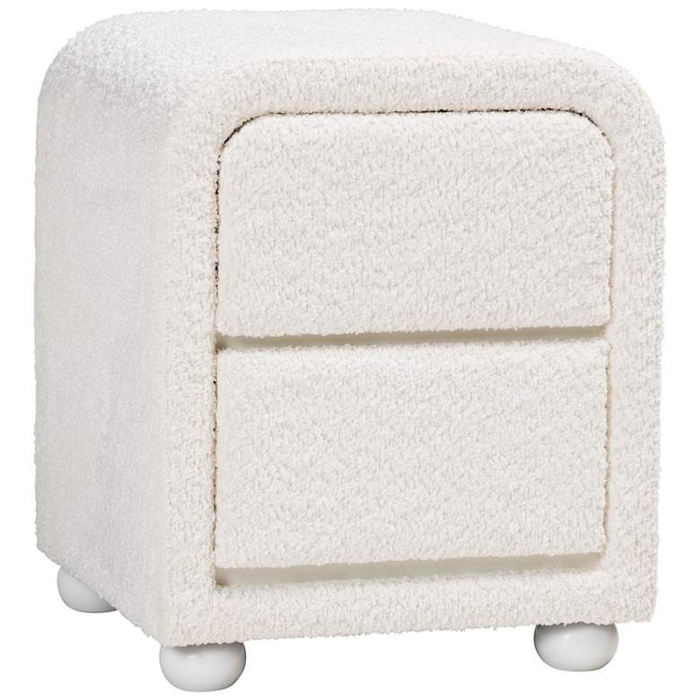 Image 1 Baxton Studio Bonilla Modern White Teddy Bear Fabric 2 Drawer Nightstand