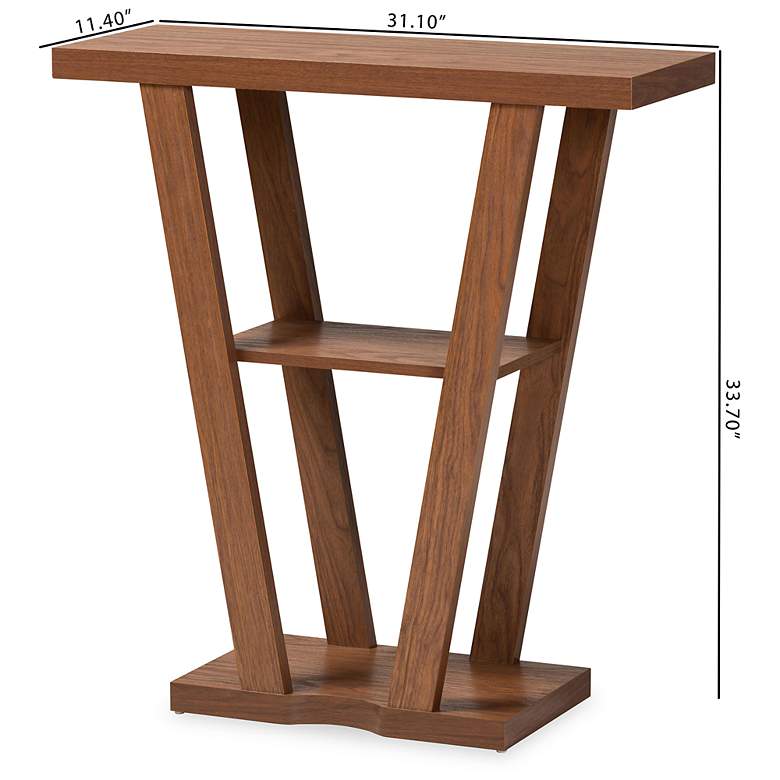 Image 6 Baxton Studio Boone 31" Wide Walnut Brown Wood Console Table more views